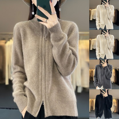 ZINA| Strickjacke aus Wolle und Kaschmir mit Reißverschluss